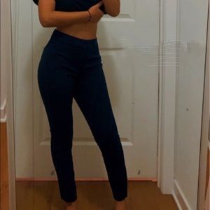 Dark Navy Blue Fitted Dress Pants